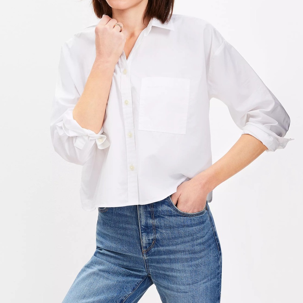 NWT LOFT Petite Poplin Modern Pocket Shirt / Petite Size Small